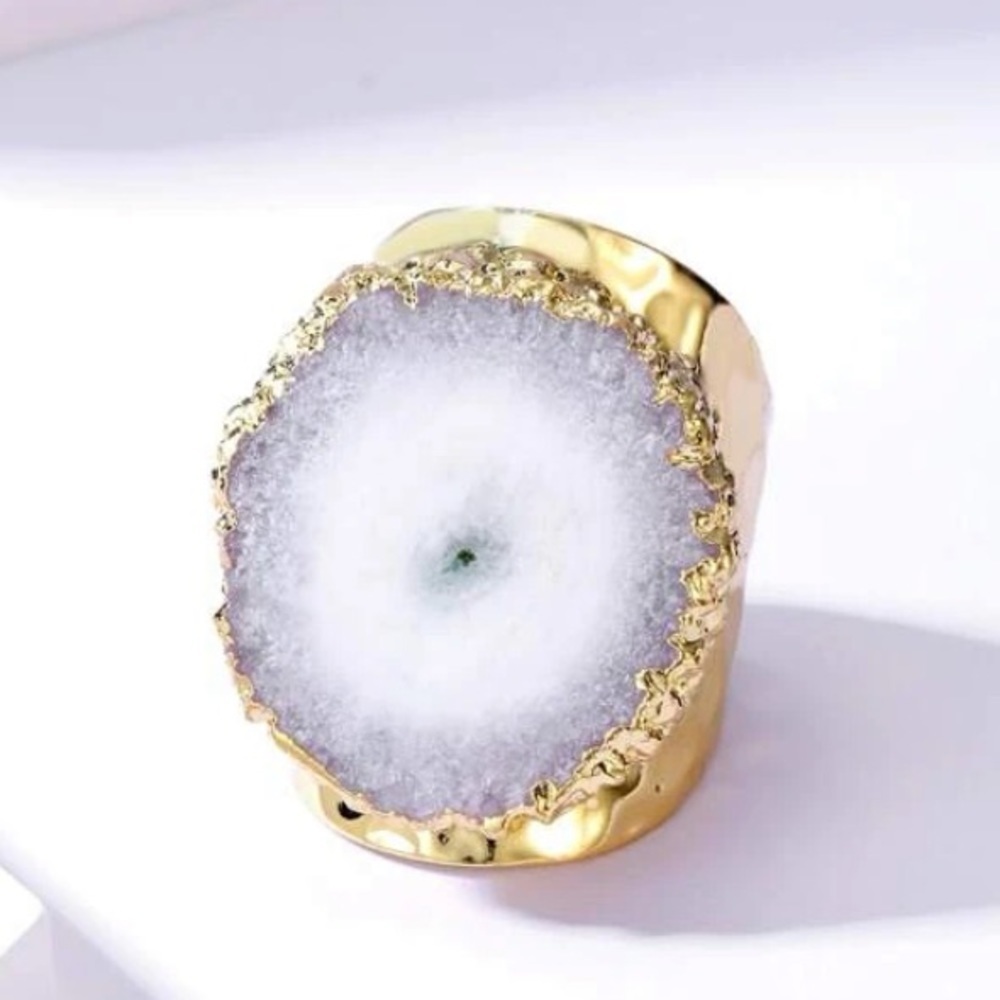 GOLD SOLAR QUARTZ ADJUSTABLE RING